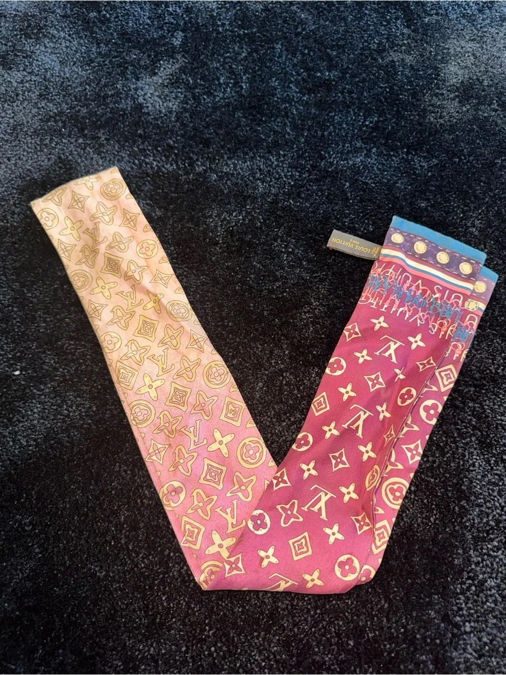 Louis Vuitton Pink to Cream Monogram Bandeau with Blue Trim